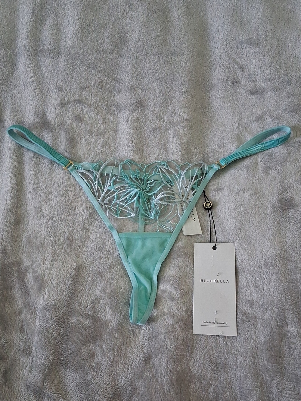 Bluebella Aqua Embroidered Floral Thong